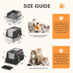 Stainless Steel Litter Box with Lid: XL Extra Large Cat Litter Box for Big Cats, Enclosed Kitty Litter Boxes with Drawer, High Sided Metal Cat Box with Scoop, Front & Top Entry, Odor Free, Non-Stick