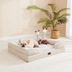EHEYCIGA Orthopedic Dog Beds for Extra Large Dogs, Waterproof Memory Foam XL Pet Bed with Sides, Non-Slip Bottom and Egg-Crate Foam Big Dog Couch Bed with Washable Removable Cover, Beige | Non-Slip Bottom and Egg-Crate Memory Foam Big Dog Couch Bed wit...
