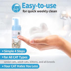 Mooncat Long Hair Cat Shampoo & Grooming Brush Set — Waterless, No Rinse | No bathtub needed, Mousse loosens dirt, Brush removes fur & dander, Detangles mats, Fresh scent, Kitten safe 8+ weeks