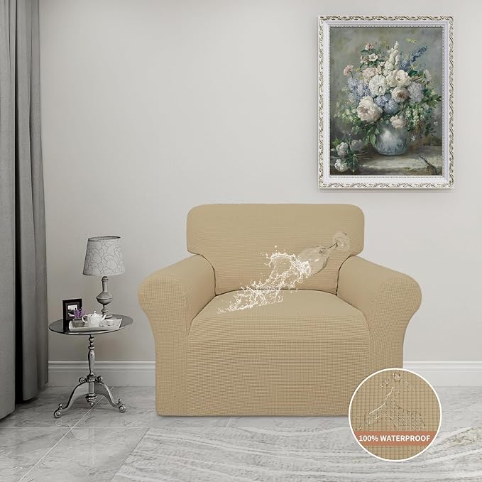Easy-Going 100% Waterproof Oversized Chair Couch Cover, Stretch Sofa Cover | Dual Waterproof Sofa Slipcover, Leakproof Furniture Protector Against Stain Spill from Kids, Pets, Dog, Sand