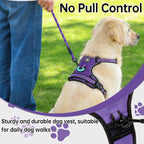 NESTROAD No Pull Dog Harness,Adjustable Oxford Dog Vest Harness with Leash,Reflective No-Choke Pet Harness with Easy Control Soft Handle for Small Dogs(Small,Purple)