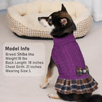 KYEESE Dog Sweater Dress Turtleneck Thick Knit Pullover for Cold Weather | Stretchy Fit, Lightweight & Warm, Cozy Knit Comfort, Cute Bow Accent, Gentle on Sensitive Skin, Comfortable Daily Wear