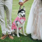 Kuoser Dog Tuxedo, Dog Suit and Bandana Set, Dogs Costume with D-Ring | Formal Dog Outfit with Detachable Bowtie Collar for Wedding, Birthday, Party, Christmas, Halloween, Pink Flower 2XL