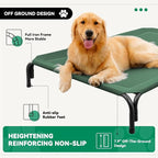 Elevated Dog Bed Raised Outdoor Dog Cot for Extra Large Dogs, Installation Requires No Tools, Frame with Washable Cooling Breathable Mesh Anti-Slip Feet, Indoor Pet Bed, Green, 53.9 Inches