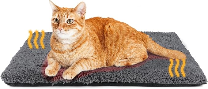 Self Warming Cat Bed Self Heating Cat Dog Mat Pad 29 x 18.9 in Extra Warm | Non Electric, Self Heated Cat Bed for Indoor Outdoor Pets, Removable Washable Cover, Non-Slip Bottom, Noiseless, Dark Grey