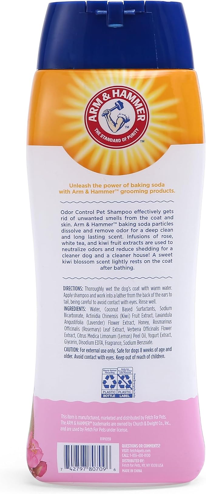 Arm & Hammer Deodorizing Dog Shampoo Baking Soda Odor Control Tearless Moisturizing Sensitive Skin Fresh Kiwi Blossom Scent Safe for Dogs and Puppies 20 FL OZ 6 Pack Everyday Grooming Routine