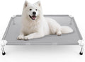 Elevated Dog Bed with Teslin Cooling Fabric - Dog Cot for Large Dogs | 0.5mm Heavy-Duty Stainless Steel Frame, Waterproof & Washable Mesh, Indoor & Outdoor Use, Anti-Slip Feet, Easy Clean
