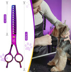 JASON Dog Grooming Chunker Scissor - 7" Professional Hair Shears Purple | Ergonomic Handle Japanese Stainless Steel, for Dogs, Cats and Other Pets, Sharp, Gift