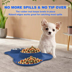 AsFrost Dog Food Bowls Stainless Steel Dog Food and Water Bowl Set, Dog Bowls No Spill Non Slip Silicone Mat, Dog Dishes for Small Medium Size Dogs Cat Puppy Pet Food Feeding Bowls, Blue, 12oz