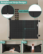 Miumoon 59 inch Reinforced Retractable Baby Gates 42 inch Tall | Retractable Dog Gate with No Crawl Through Reinforced Strip, 5 FT Retractable Gate for Stairs,Doorways,Hallway,Indoor/Outdoor