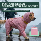 Kouser Waterproof Full-Body Coverage Dog Raincoat, Pink L | Dog Raincoat with Reflective Stripes, Adjustable Dog Rain Jacket with Leash D-Ring, Hooded Poncho for Small Medium Large Dogs