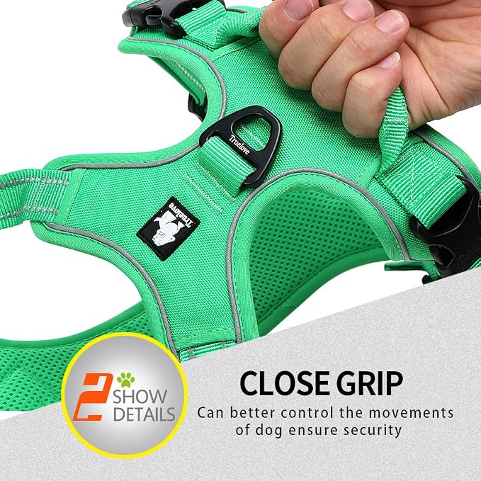 JUXZH Truelove No Pull Dog Harness with Easy Control Handle and 2 Leash Attachments,Reflective Adjustable Pet Vest