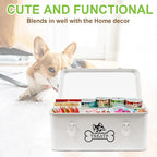 Metal Dog Treat Container, 4 Compartment Dog Treat Organizer | Dog Treats Storage Box with Lid, Rectangular Dog Cat Treats Station, Durable and Great Gift for Pet Owners
