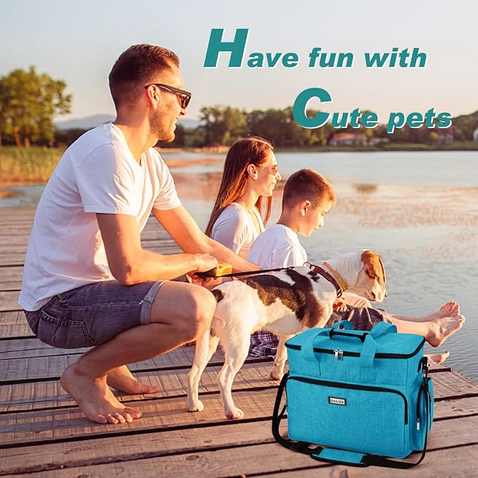 BAGLHER Dog Travel Bag, Pet Travel Bag (ALL Pet Travel Supplies), With 2 Pet Food Containers and 2 Collapsible Silicone Bowls; Essential Kits for Pet Travel Sky Blue