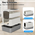 RIZZARI Stainless Steel Cat Litter Box: Dual Access, Hidden Pan, Easy Clean | Dual Front-Top Entry / Stainless Anti-Odor / Litter-Catch Pedal / Splash Guard Shield / Tool-Free Assembly / Compact Corner