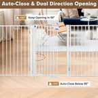 Metal Freestanding Dog Gates with Door,Extra Wide 24", 32" Height Foldable Dog Fence for Indoor & Outdoor, Heavy Duty Freestanding Pet Barrier for Stairs, Doorways, Halls, Kitchen,Yard,Christmas Tree
