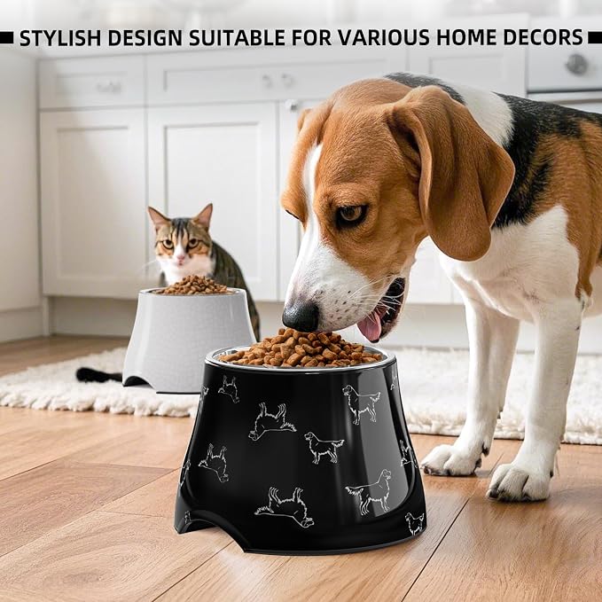 Elevated Dog Bowls with Stainless Steel Bowl, Prevention of Vertebrae Disease Dog Food Bowl, Non-Slip and High Capacity Pet Bowls M/2 Cup Black