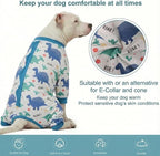 LovinPet Large Dog Pajamas, Four-Leg Stretch Onesie Bodysuit, Lightweight UV-Shielding Pajamas, Anti-Lick Calming Recovery Suit for Surgery, Pull-On for Medium and Large Breeds,White Blue,XXL