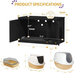 Hzuaneri Cat Litter Box Enclosure, Hidden Litter Box Furniture with Divider | Wooden Cat Cabinet with Removable Dividers, Reversible Entrance Left or Right Side, Cat Washroom, Black CB84704X