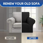 Stretch Chair Sofa Slipcover, Single Couch Cover,Black | 1-Piece Washable Sofa Cover,Pet Friendly (31"-55") Furniture Protector Soft Jacquard Elastic Bottom for Dogs & Kids