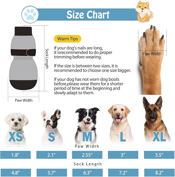 SCENEREAL Anti Slip Dog Sock to Prevent Licking Paws for Hardwood Floors, Boots & Paw Protector Shoes for Hot/Cold Pavement with Grippers, Double Sides Grips for Small Medium Large Senior Dogs