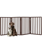 Pet Gate - 4-Panel Indoor Foldable Dog Fence for Stairs, Hallways, or Doorways - 73x24-Inch Freestanding Dog Gates by PETMAKER (Brown)