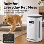 Provirtec Pet Air Purifier for Home with 2 Washable Pre-Filters, H13 HEPA | For pet homes: 360° intake, 1-Year Filter, 1800 sq ft, tested pet hair and odor reduction, PM2.5 Auto and 23 dB Sleep
