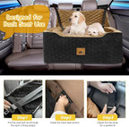 Dog Car Seat for Medium/Large Dog Booster Seat Under 60 lbs or 2 Small Dogs, Multi-Functional Pet Car Seat with Thick Cushion, 2 Safety Leashes(BlackBrown)