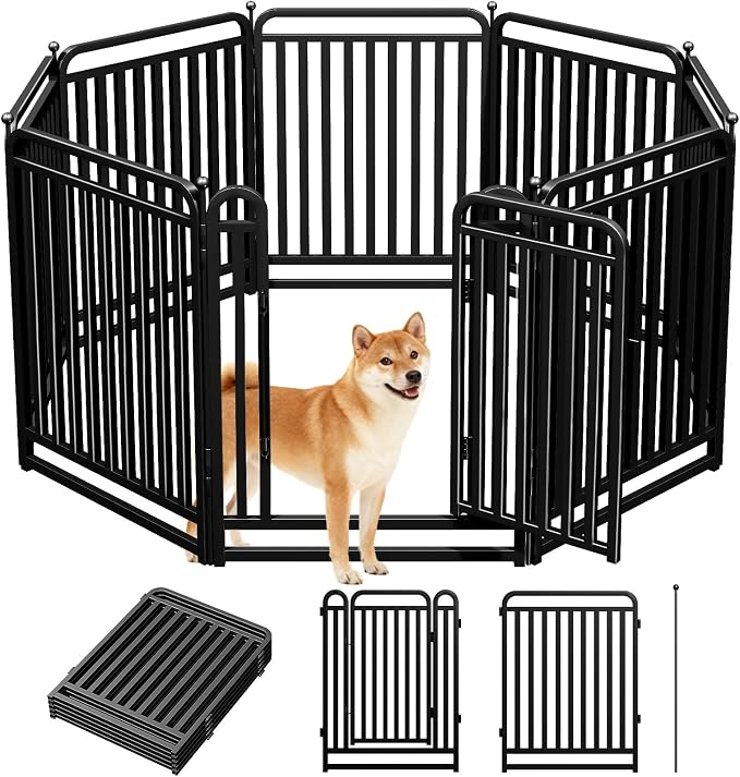 Thickened Metal Tube Dog Playpen Outdoor, Low Threshold Dog Pen, Heavy Duty 40" H 8 Panels for Pet Playpens Indoor, Portable Pet Fence for Yard RV Camping