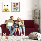 MAXIJIN Stretch Oversized Couch Covers for 3 Cushion Couch (91"-110"), 1-Piece Large Sofa Cover Slipcover Furniture Protector for Kids,Dogs (Extra Large, Diamond Pattern Wine Red)