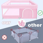 XVISHX Baby Playpen 50 x 50 Inch Play Pen Playards, Playpen for Babies and Toddlers, Baby Playard for Indoor & Outdoor Active Center Game Fence, with Skin-Friendly Fabric and Soft Breathable Mesh Pink