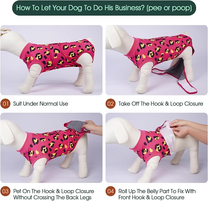 Kuoser Dog Recovery Suit After Surgery, Spay Neuter Surgical Suit for Dogs | Post Surgery Anti-Licking Dog Onesie Protects Wounds and Incisions, E-Collar & Cone Alternative Bodysuit for Female Male Dogs