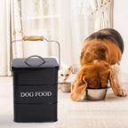 Dog Treats tin and dog Food Storage Tin with Lid & with Spoon for dog Food Storage, Medium Pet Food Storage Can-Dog Food-Black