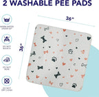 PUPIBOO Washable Pee Pads for Dogs and Cats - Super Absorbent Reusable Puppy Training Pads - 100% Waterproof, Leak-Proof & Non-Slip Whelping Pads for Pet Housebreaking