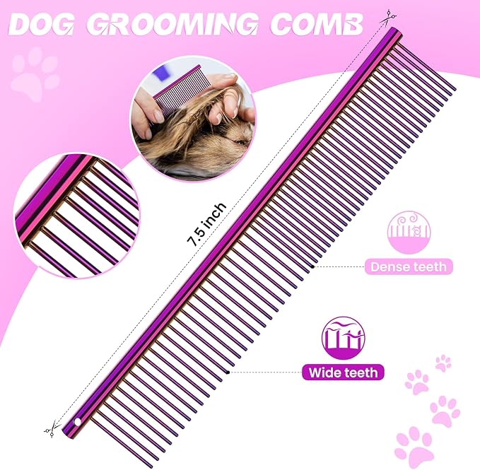 JASON Dog Grooming Scissors Set - 7 in 1 Professional Pet Sharp Shears Kit | Straight, Thinning, Chunker, Curved Shears and Comb for Long Short Hair for Dog Cat Pet, Gift