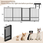 SNUOWU Full Metal Freestanding Dog Gate with Door, 32''Height Foldable Pet Dog Fence for Indoor & Outdoor, 4 Panels Extra Wide Free Standing TallDog Gates for Doorways,House,Stairs,Porch,Deck,Yard