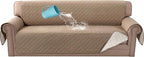 H.VERSAILTEX Sofa Cover, 100% Waterproof Slipcover Furniture Protector, Washable Couch Cover with Non-Skid Backing and Elastic Straps for Kids, Dogs, Pets(Oversized Sofa, French Oak)