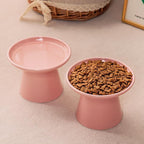 Ceramic Elevated Cat Bowls - 6.2 Inch Extra Wide Raised Cat Food and Water Bowl Set for Indoor Cats, Whisker-Friendly Ceramic Cat Dish for Elder Big Cats & Small Dogs,Pink,1 Pack