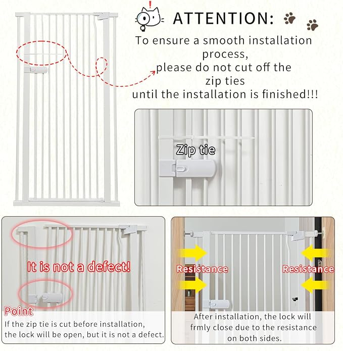Lumizone Extra Tall Cat Gate 55.12" High 63.39"-67.71" Wide Pet Gate White | Dog Gate for Doorway Hallway Stairs Pressure Mounted Extra Wide 1.37" Gap No Drilling Auto-Close One-Handed Operation