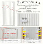 Lumizone Extra Tall Cat Gate 61.02" High 29.92"-34.24" Wide Pet Gate White | Dog Gate for Doorway Hallway Stairs Pressure Mounted Extra Wide 1.37" Gap No Drilling Auto-Close One-Handed Operation