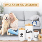 Tioncy 3 Pcs Dog Treat Container Airtight with Lids Spoon 8 x 5 & 7 x 4 & 6 x 4 Inch Dog Treat Jars for Counter with DIY Labels Pen Small Pet Food Storage Canister Cookie Snack Jars for Kitchen(White)