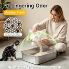 Stainless Steel Cat Litter Box for Kitten, Kitty & Senior Cats Pan | Metal Litter Box , Open Top Low Entry Litter Pan, Non-Stick Easy Clean Anti-Scratch Kitty Cat Box for Indoor Cats, Single Pan