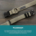 Wilderdog Waterproof Dog Collar- Repels Water & Dirt - Large 17"-24" - Olive