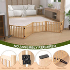 Wooden Freestanding Dog Gate Indoor- 16.9" H 5 Panels | No-Painted Foldable Dog Gates, Portable Doggy Gate for Stairs Doorways Hallways