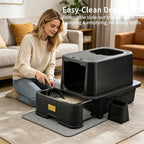 RIZZARI Enclosed Cat Litter Box: Stainless, Top Entry, Easy Clean | Built-In Deodorizer Spray / Extra Large / High Splash Sides / Top-Exit Tracking Control / Slide-Out Drawer / Apartments
