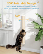 Aechonow 34" Cat Scratching Post, Sisal Wall Mounted Cat Scratcher for Cats | Cat Wall Climber, Cat Wall Scratcher, Cat Wall Furniture for Indoor Cats, Natural Sisal, Tall & Sturdy, Rabbit Velvet