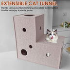 Homegroove Cat Tunnel for Indoor Cats, Felt Cat Play Tunnel, Beige, L-Shape | Felt cat tunnel, interactive peek holes, cat tunnel bed, hide & seek toy, DIY peekaboo cat toy for indoor play