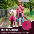 BRKURLEG Dog Raincoat, Waterproof Rain Jacket with Hood, Rose Red, XXL | Adjustable Windproof Rainproof Jacket with Leash Hole, Reflective Breathable Rain Coat Poncho, for Small to Large Dogs