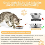 Stainless Steel Cat Bowl - Shallow Wide Flat Cats Food Bowls,Metal Kitten Dishes Whisker Friendly Fatigue Relief,Replacement Basic Kitty Plates for Elevated Stand,Dishwasher Safe（Set of 2）