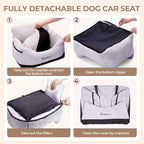 BurgeonNest Dog Car Seat for Small Dogs & Cats Under 25 lbs, Black Grey